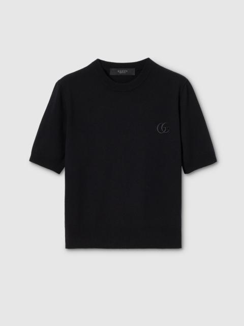 Knit wool top with embroidery