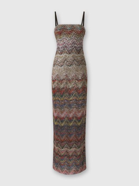 Bustier long dress with zigzag pattern