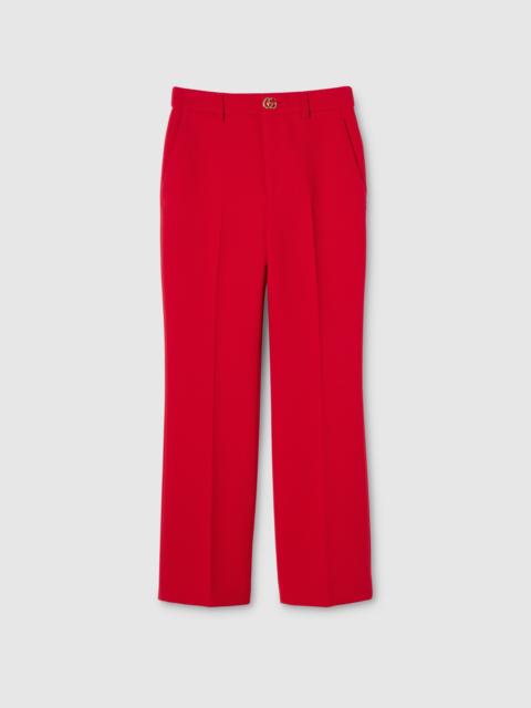 Crêpe wool pants with Double G button