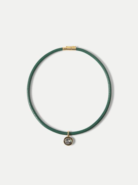 GREEN LEATHER PENDANT NECKLACE