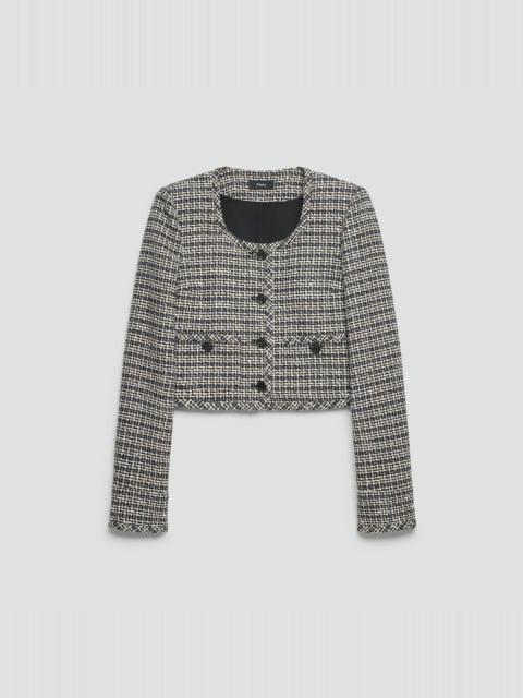U-Neck Cardigan in Striped Tweed