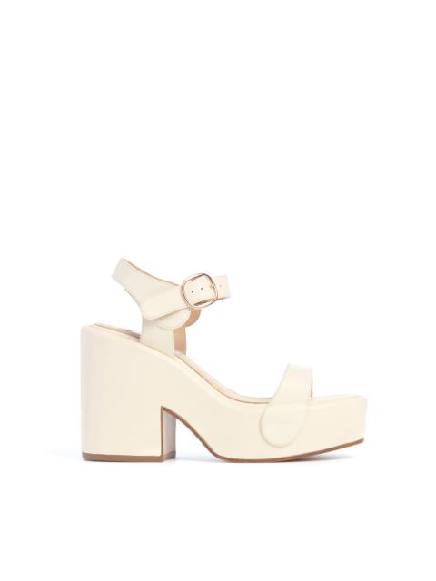 Iris Platform Sandal in Cream Leather
