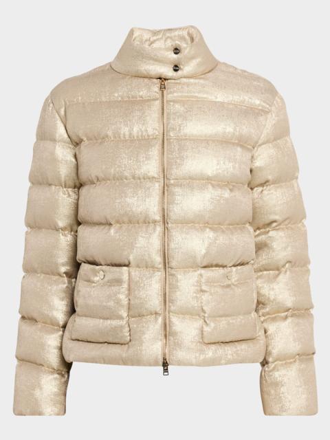 Metallic Short Down Puffer Jacket