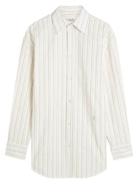 Yves Saint Laurent Logo Stripe-embroidered Cotton Shirt