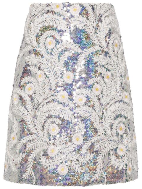 floral embroidery A-line skirt