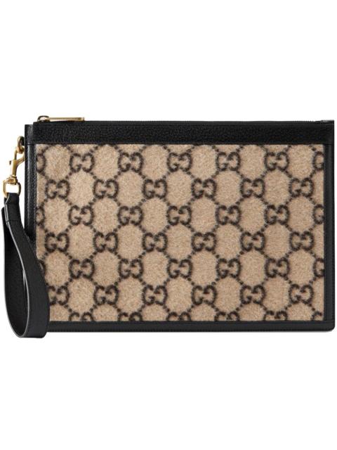 Gucci Pouch 6 Slot GG Wool Beige/Ebony