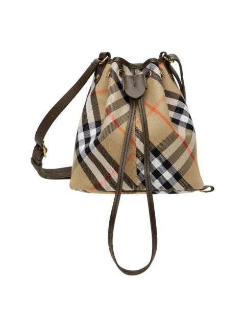 Beige Mini Check Bucket Bag
