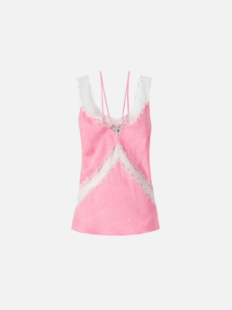 SPOTTED LINGERIE TOP WITH LACE