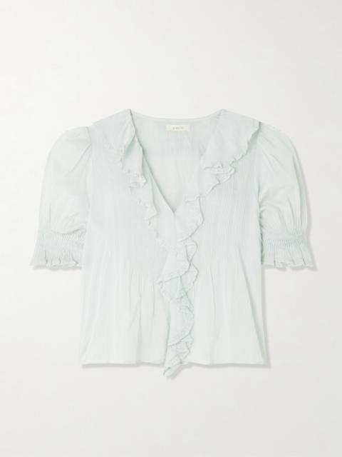 Henri Ruffled Pintucked Organic Cotton-voile Top