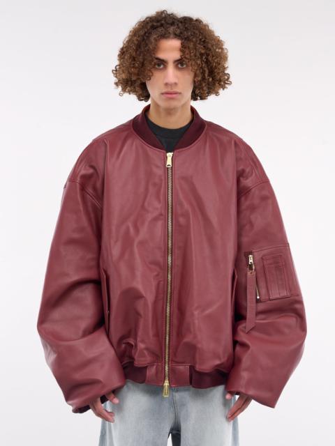 VETEMENTS Leather Bomber Jacket - UA66JA200R-BORDEAUX | REVERSIBLE