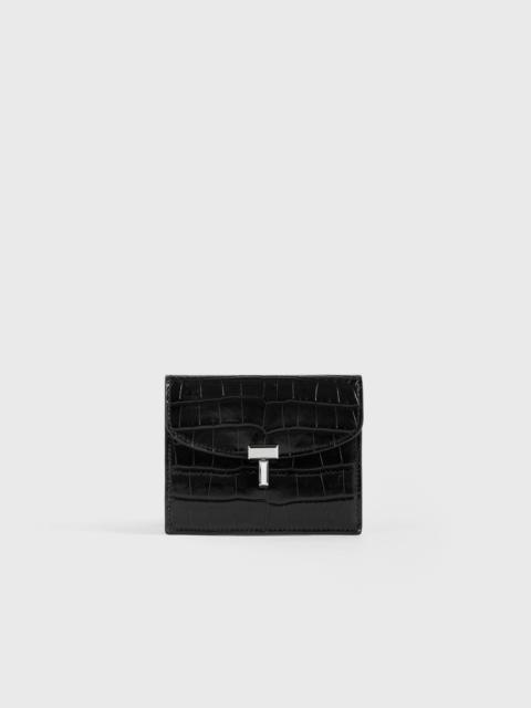 T-lock croco-embossed cardholder black