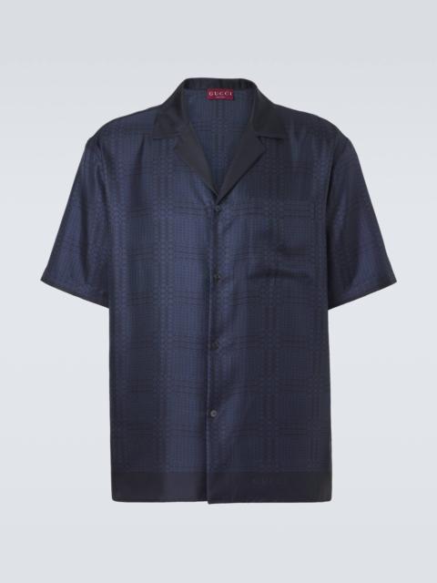 Interlocking G silk twill bowling shirt