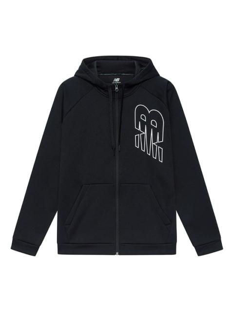 New Balance Men's New Balance Logo Printing Sports Fleece Lined Hooded Jacket Black AMJ13020-BK