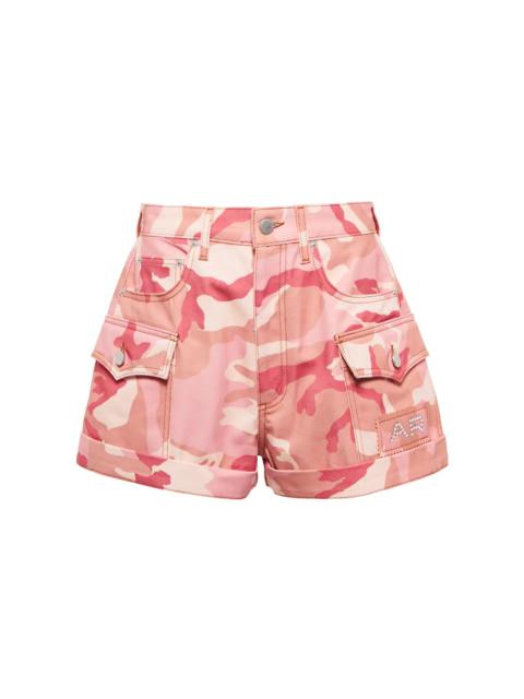 Camouflage high-rise denim shorts