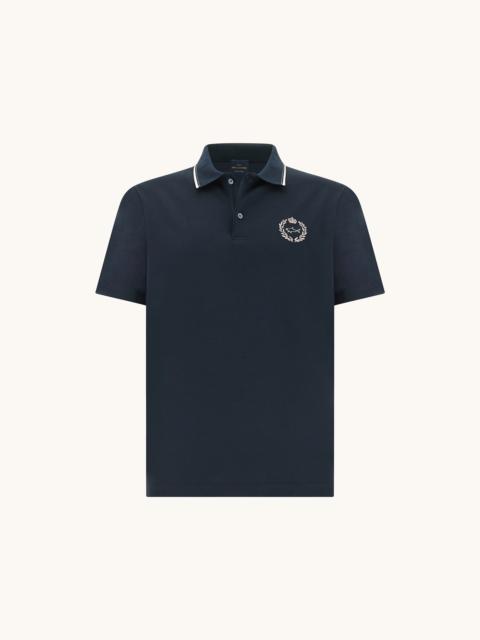 POLO SHIRT IN AQUA TOUCH COTTON WITH HERALDIC EMBROIDERY