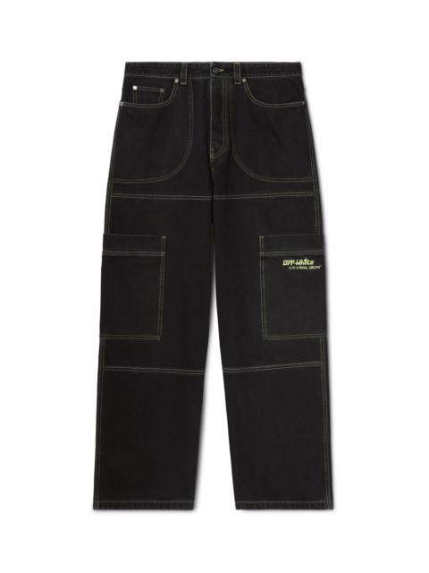 Black Irregular Cargo Jeans