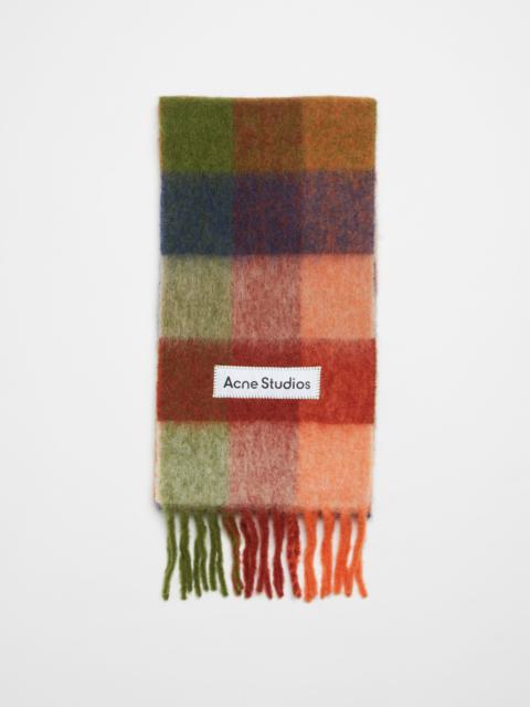 Mohair checked scarf - Orange/green