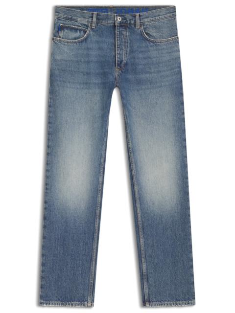 BLUE REGULAR-FIT JEANS IN WHISKERED DENIM