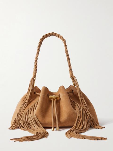 Bon Bon Embellished Fringed Suede Bucket Bag