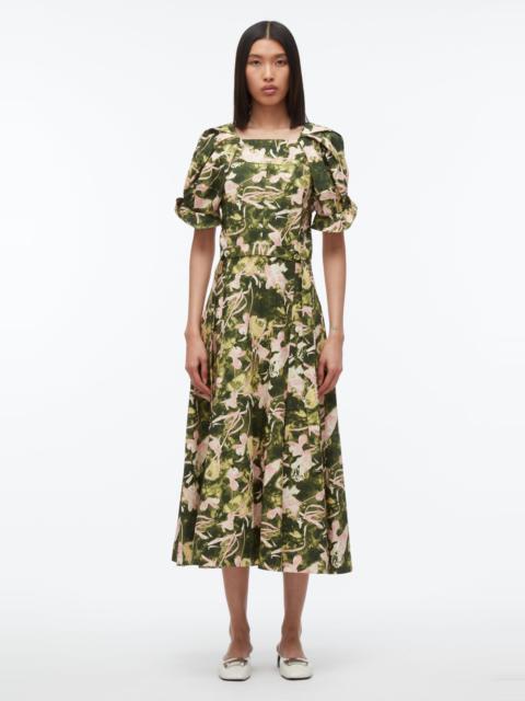 Collapsed Bloom Short Sleeve Belted Dress Iris