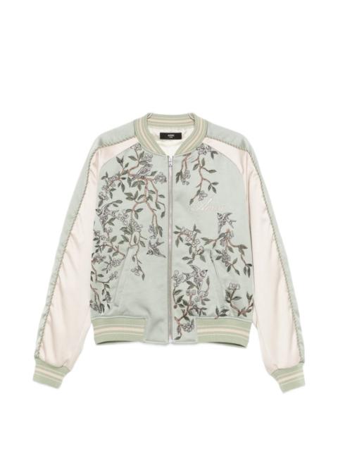 floral-embroidered bomber jacket