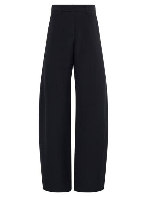 Merat Barrel-leg Pant in Black Silk Wool Cady