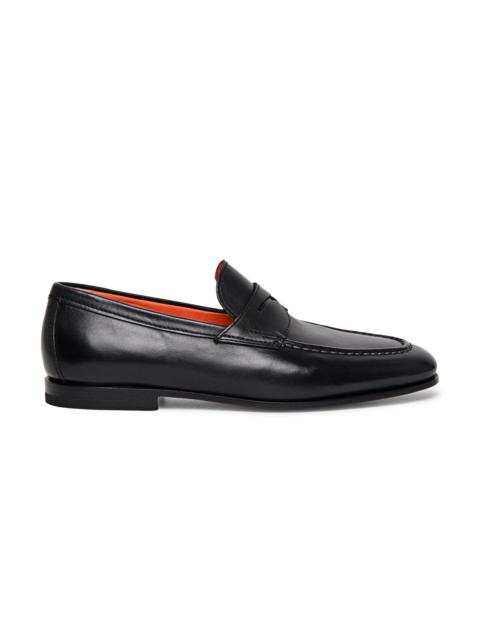Men’s black leather penny loafer