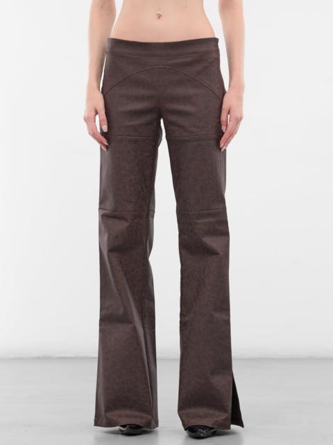 Brown Low-Rise Flared Trousers