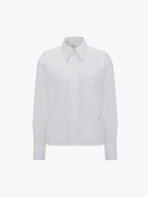 Cropped Long Sleeve Shirt In White