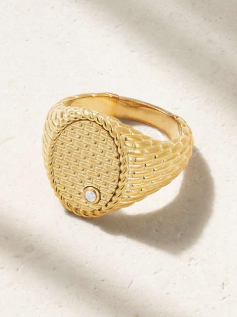 Chevaliere Ovale Cannage 9-karat gold diamond ring