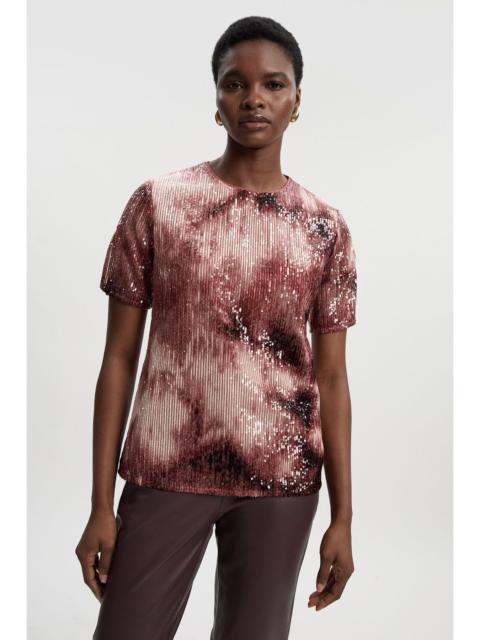 Ombre Sequin Woven Strong Shoulder Top