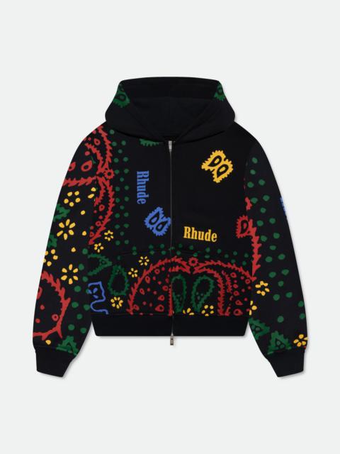 RHUDE BANDANA PRINT FULL-ZIP HOODIE