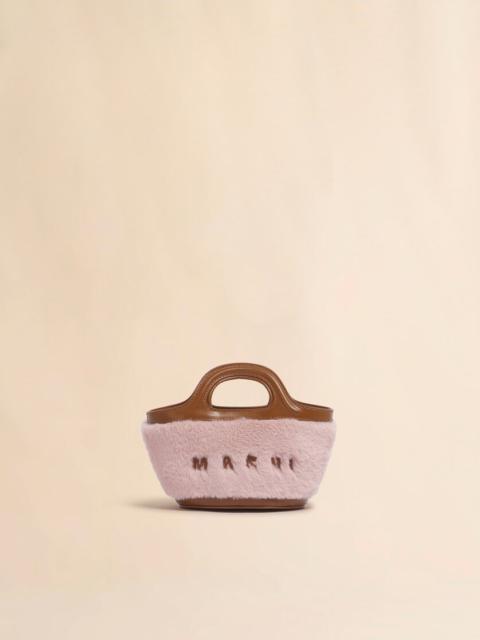 PINK TROPICALIA MICRO BAG WITH FAUX FUR TRIM