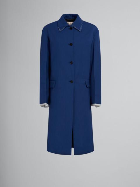 BLUE TROPICAL WOOL TRENCH COAT