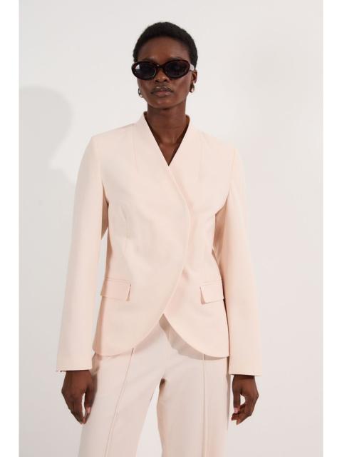 Petite Compact Stretch Asymmetric Single Breasted Tailored Blazer