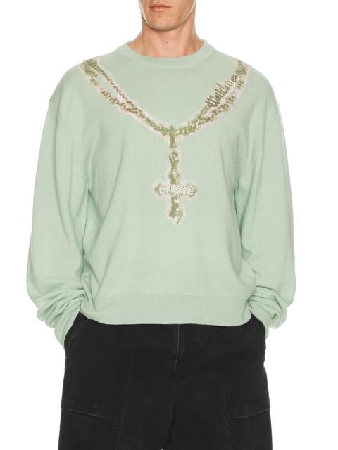Pearl Logo Necklace Print Pullover