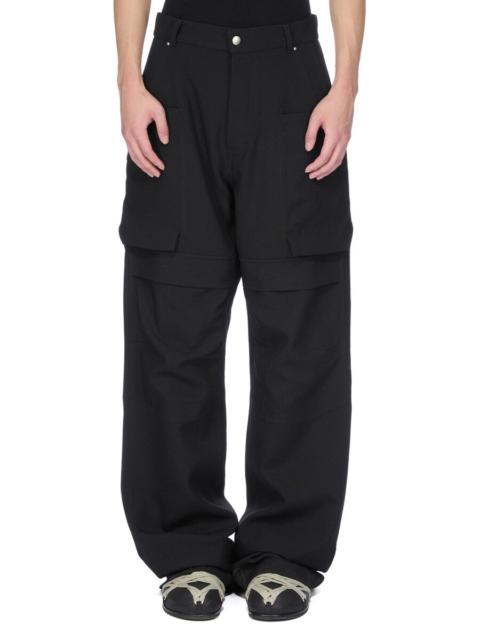 Stefan Wide-Leg Grain De Poudre Wool Trousers Black