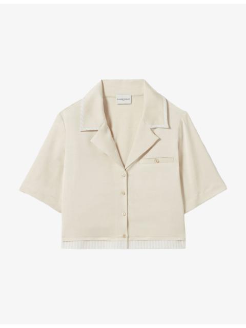 Boxy Short-Sleeve Satin Shirt