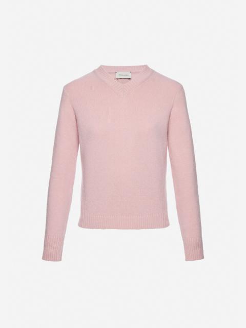 Cashmere V-neck sweater in light pink