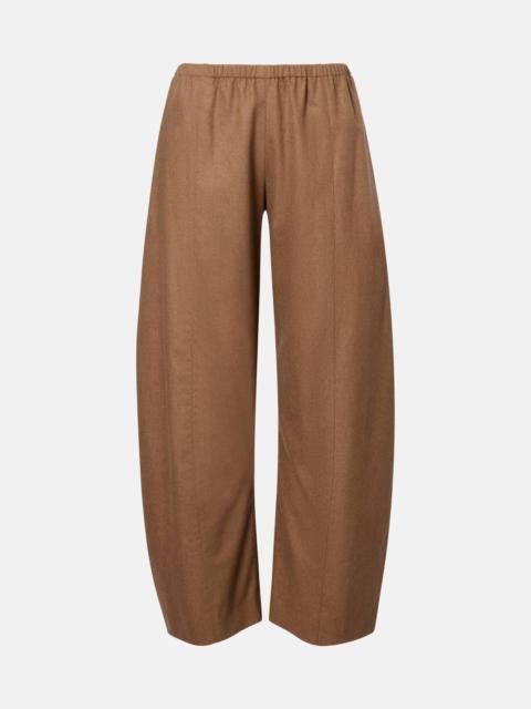 Clover mid-rise wool barrel-leg pants