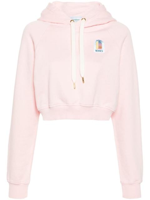logo-patch cropped hoodie