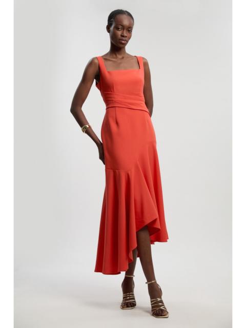 Compact Stretch Strappy Asymmetric Hem Maxi Dress
