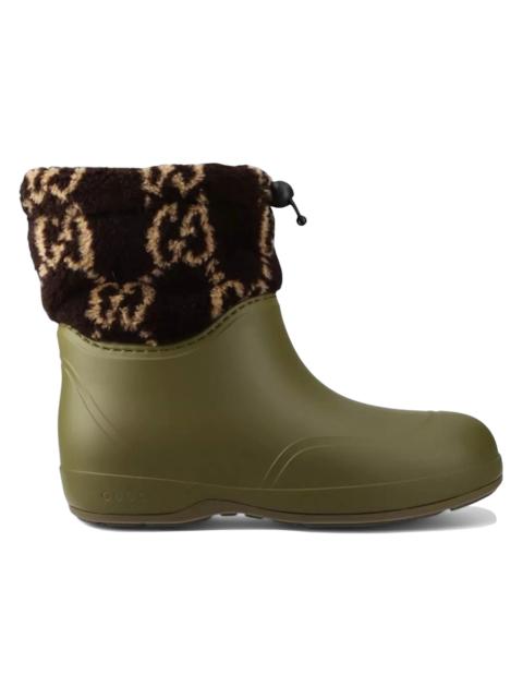 Gucci Two-Toned Teddy Ankle Boots Green Brown