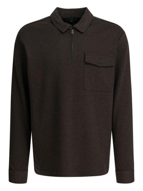 herringbone zipped pocket polo shirt