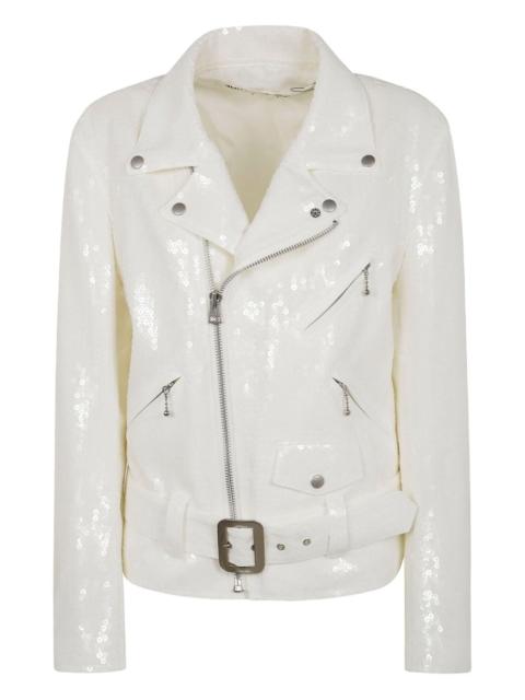 sequinned biker jacket