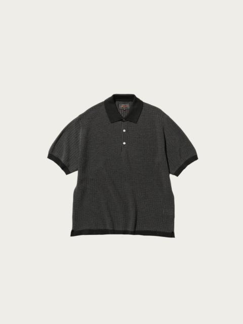 Knit Polo "WASHI" 2 Tone - Black