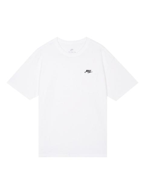 Nike Solid Color Pocket Round Neck Loose Short Sleeve White DQ9296-100