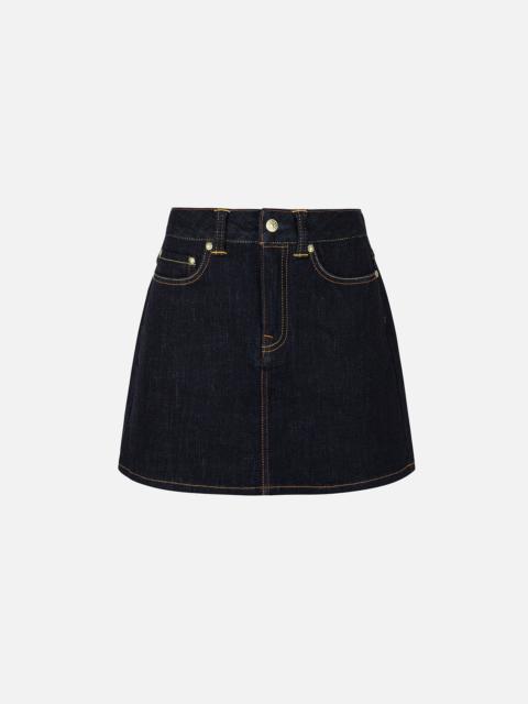 Seagull Embroidery Regular Fit Denim Skirt