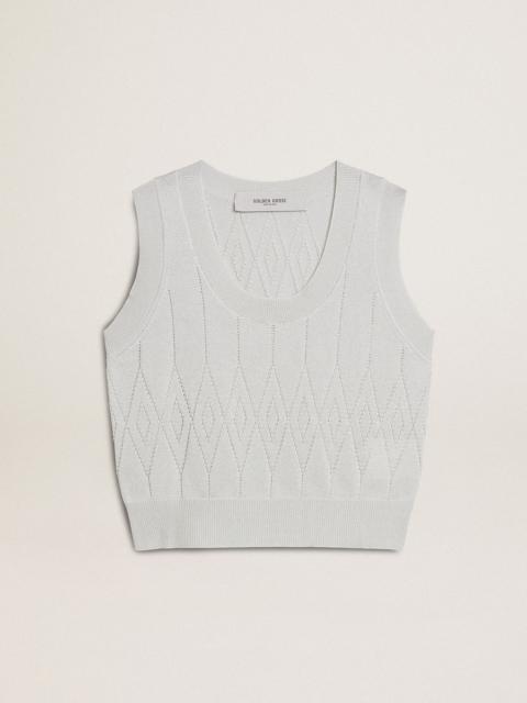 Women's sleeveless tank top in baby blue knit