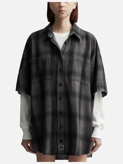 PRE-STYLED SHADOW PLAID SHIRT